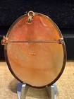 Antique Huge Lovely  Hand Carved Shell Cameo Woman Pin Pendant Rose Gold  Tone