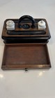 Antique 19th Century Wood Victorian Writing Stand Caddy Glass Ink Stand