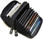 Marshal Genuine Leather Credit Card Holder Wallet Accordion Double Zipper   