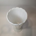 Tall Vertically Panelled Milk Glass Bouquet Vase With Pedestal Base 11 75    Mcm