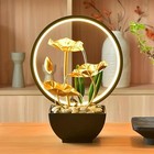 Tabletop Water Fountain With Led Light  Gold Lotus Waterfall Fountain Indoor    