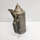 Beer Stein 7 5  Tall Metal W  Plastic Hinged Lid Embossed German Village Scene