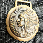 Vintage Bates   Klinke Attleboro Brass Indian Badge Key Chain   Watch Fob