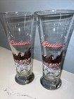 2 Vintage Budweiser Clydesdale Beer Glasses 1989  Excellent Condition  7    Tall