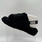 Ugg Fluff Yeah Womens Black Slingback Preppy Logo Fur Slippers Sandal Size 10 T3