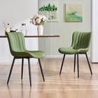  Mid-century Modern Dining Chairs Set Of 2 Pu Leather Upholstered Olive Green