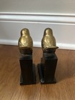 Art Deco Bronze Bird Bookends Black Painted Step Bases Small  4 5 In Regency