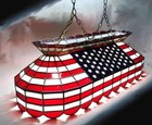 American Flag Red White Blue Made In Usa Stained Glass Pool Table Light Lamp