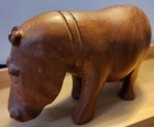 Vintage Hand Carved Solid Wood Hippo Hippopotamus Figurine 6 25 X 3 5   