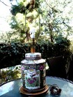 Antique Chinese H  Painted Famille Rose Porcelain Lamp Vase Jar 