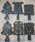 6 Vtg Cast Iron Trivets  Wilton  Others  Beautiful Old Things  5  X 9  Range 
