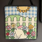 Lot Of 2 Handmade Needlepoint Rabbit Floral Embroidered Quilted Decor Easter 