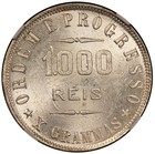 1907 Brazil 1000 Reis Silver Coin - Ngc Ms 63 - Km  507