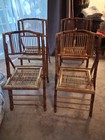 Vintage Bamboo Set Of 4 Brown Bamboo rattan Folding Chairs 34x16x22 In