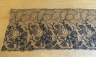 Used Antique French Silk Black Lace Trim Art Nouveau Fine Cobweb Net 30  X 8 1 2