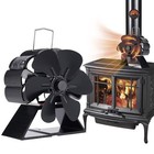 Mini Wood Stove Fan Heat Powered 6 Blades Fireplace Fan With Thermometer Kit Set