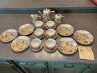 Antique Nippon Satsuma Japan Moriage Immortals 21pc Set W newspaper Clipping Nic