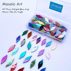 120 Pieces Assorted Colors Iridescent Mosaic Glass Petals   Leaves  Hand-cut Sta