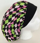 Colorful Diamond Scrub Cap Large Bouffant Medical Surgery Veterinarian Chef Hat
