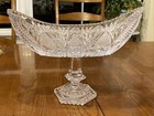 Vtg Empoli Large Cut Lead Crystal Centerpiece Pedestal Fruit Bowl Hobstar Italy