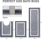Bathroom Rugs 3 Piece Set Non Slip Washable Bath Mat Soft Plush Microfiber