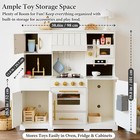 Wooden Kids Play Kitchen Set With Realistic Appliances  Lights   Storage