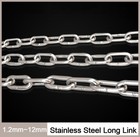 304 Stainless Steel Long Links Chain 1 2mm 12mm Welded Security Links Hanging 
