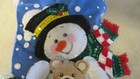 Christmas Stocking Felt Hand Stitched Bucilla Snowman And Teddy Bear Finished