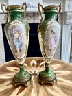 Pair Lg Antique Sevres Hp Bronze Ormolu Urns Signed  