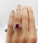 4 70 Ct Emerald Cut Natural Ruby Diamond Engagement Ring 14k White Gold Size 7