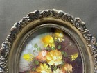 Antique Artistic Interiors Floral Oil Painting Art Ornate Oval Gilded Wood Frame