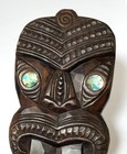 Vintage Maori Tiki Hand Carved Wooden Wall Hanging New Zealand Tribal Art