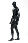 Men Latex Chest Zip Catsuit Hood Zip Penies Sheath Rubber Bodysuit Customized