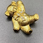 Vintage Avon Rhinestone Teddy Bear Brooch Gold Tone Pendant