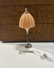Works Miniature Dollhouse Art Deco Boudoir Table Peach Lamp 1 12 Scale 3 5   h