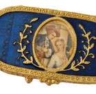 Vintage Estee Lauder Solid Perfume Portrait Romantic Couple Compact Blue Enamel 