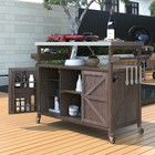 Outdoor Kitchen Island With Rolling Bar Cart storage Cabinet stainless Steel Top