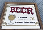 Vintage Beer 5 Cent Schooner Framed Mirror Bar Pub Sign Man Cave Garage 13 X 11