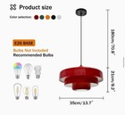 Mid Century Pendant Light Fixtures Red 3-layer Metal Shade Design Vintage  O200