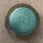 Vintage Round Green   Gold Empty Compact  - So Pretty
