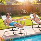 Foldable Reclining Pool   Beach Chair W  Pillow  Cream White