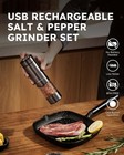 Electric Salt And Pepper Grinder Set Usb Rechargeable 2pack  Black