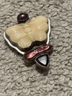 Amy Kahn Russell Sterling Silver Butterfly Quartz Pearl Red Stone Pendant Brooch