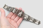 Antique Egyptian Revival Filigree Bracelet  900 Sterling Silver Heavy Large 30gr