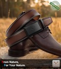 Ratchet Trimmable Leather Belt For Men 32 -38 waist Adjustable Deep Brown8599