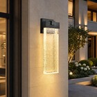 18 In Bubble Crystal Black Led Outdoor Wall Light Exterior Porch Sconce Fixture