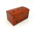 Small Pet Cremation Urn Inlay Paw Print Wood Box Cat Dog Ashes Memorial Chest