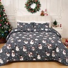  Christmas Quilt Set Queen Size 3 Piece Snowflake Queen 90 x90   Snowman