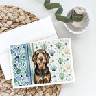 Caroline s Treasures Black Tan Otterhound Coastal Sea Glass Greeting Cards Pk 8