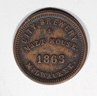 1863 Civil War Token Milwaukee Wi-510-e-1a  r-3  - Blatz Beer King  Brewery